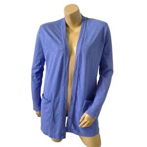 Cielo Womens Small Blue Open Front Long Sleeve Lightweight Duster Cardigan